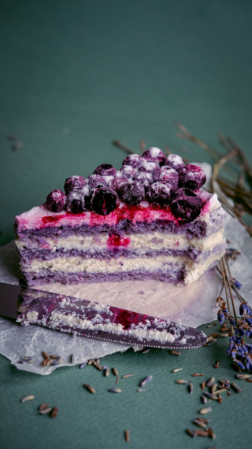 Eggless lemon blueberry cake