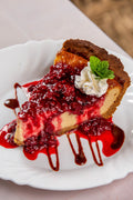 Eggless red velvet cheesecake