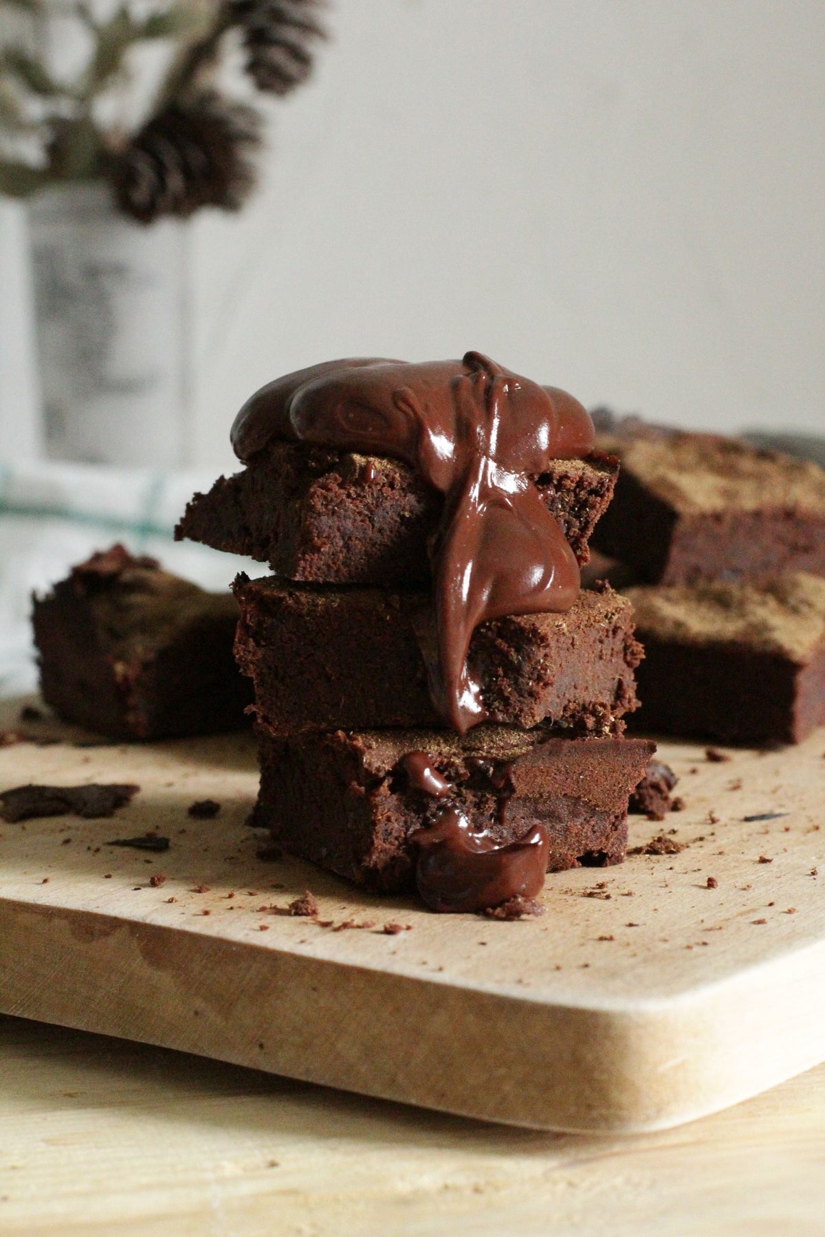 Box of eggless chocolate brownies