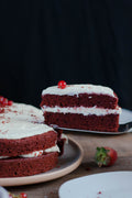 Eggless red velvet cake with cream cheese frosting